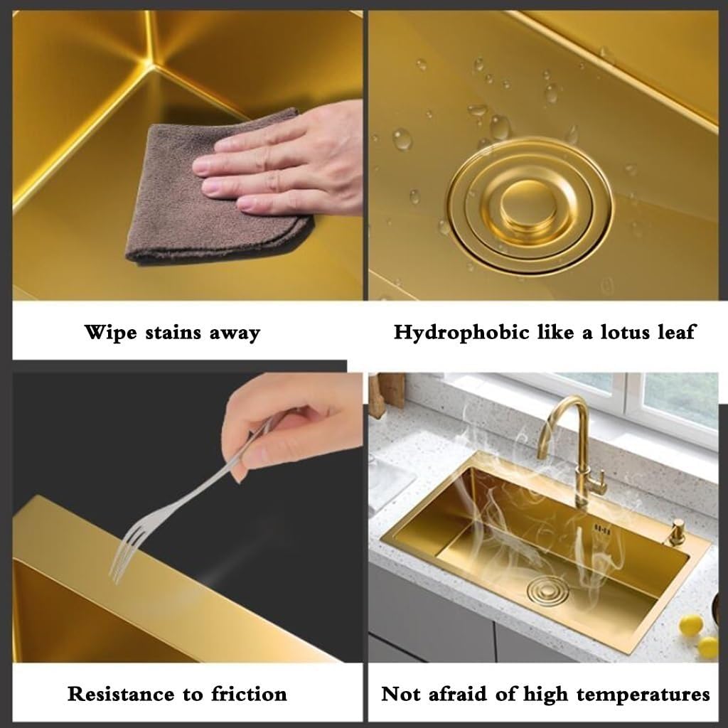 Single Bowl Kitchen Sink with Faucet Drain Hotel Restaurant Bar Sink Commercial Apartment Sink (75 * 45Cm