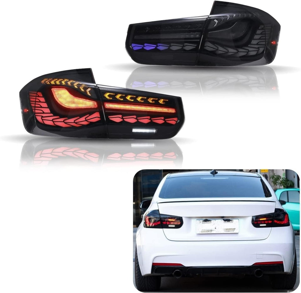 inginuity time LED Tail Lights Sequential Indicator For 2012-2018 BMW F30 F35 F80 M3 Blue Start Up Animation Rear Lamp Assembly (Blue)