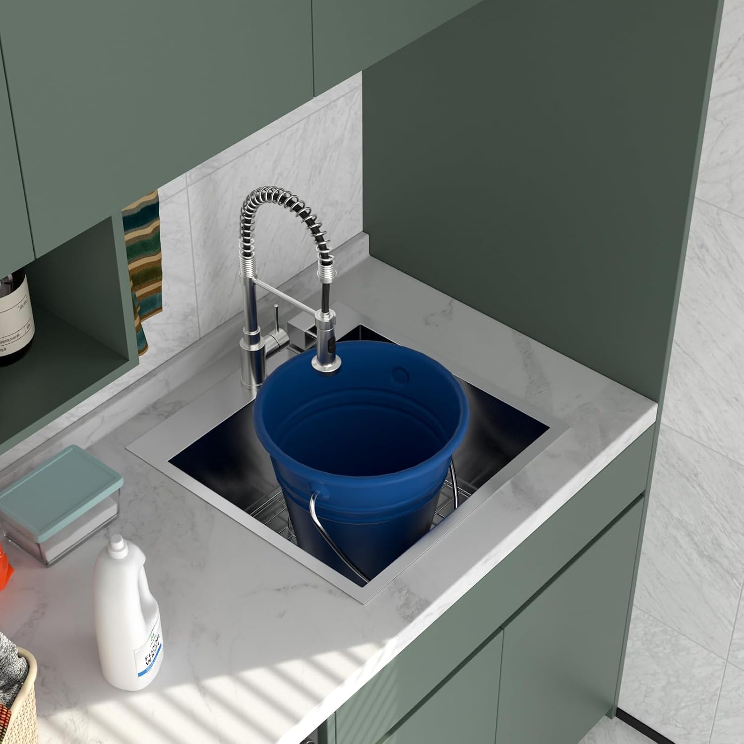 Logmey 22x22 Drop in Laundry Sink 22 Inch Laundry Room 12' Deep Sinks Handmade 16 Gauge Heavy Duty Stainless Steel Large Capacity Utility Washing Tub for Home & Commercial Use