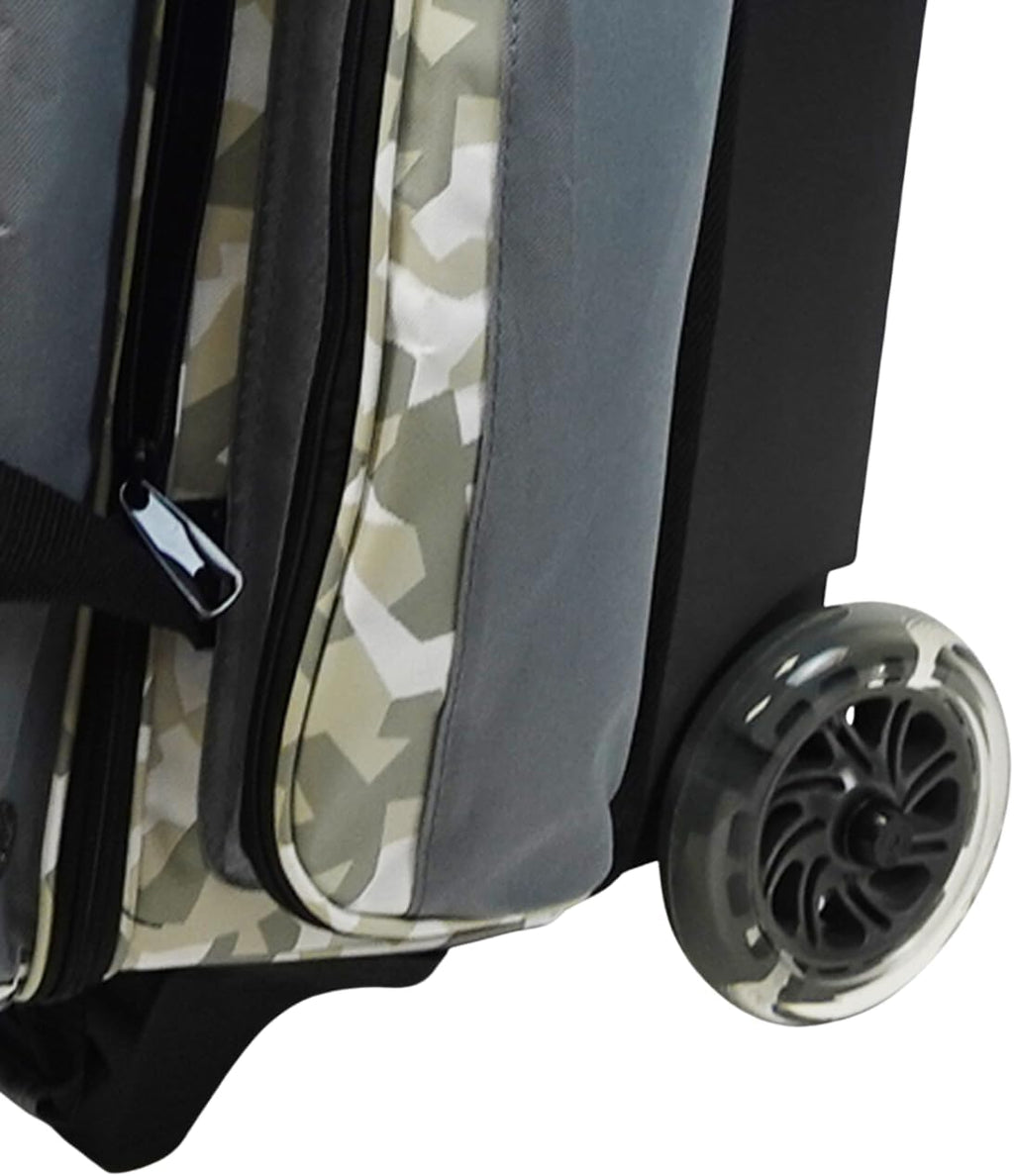 ELITE Deluxe 2 Ball Bowling Bag with 5' Smooth Wheels - Large Accessory Pocket, Shoe Compartment, 36' Extendable Handle