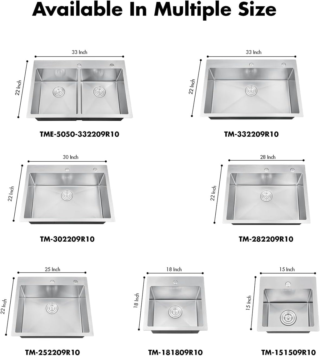 ATTOP 30 Inch Drop in Large Single Bowl Kitchen Sink, Nano Coating Stainless Steel Handmade Single Bowl Topmount Kitchen Sink