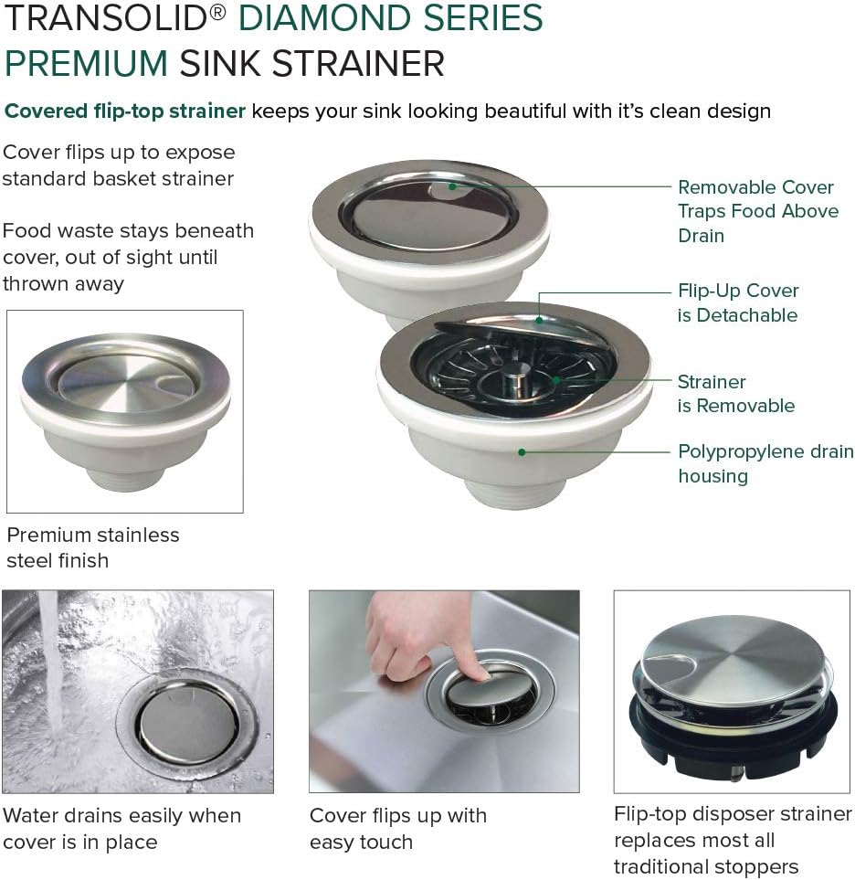 Transolid KKM-DTDE332210-3 Diamond 33-in L x 22-in W Equal Double Bowl Dual-Mount Kitchen Sink and Accessories Kit with 3 Pre-Drilled Holes in Stainless Steel
