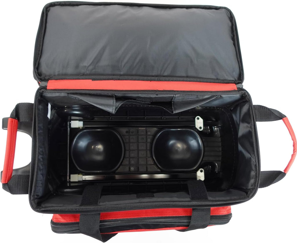 ELITE Deluxe 2 Ball Bowling Bag with 5' Smooth Wheels - Large Accessory Pocket, Shoe Compartment, 36' Extendable Handle