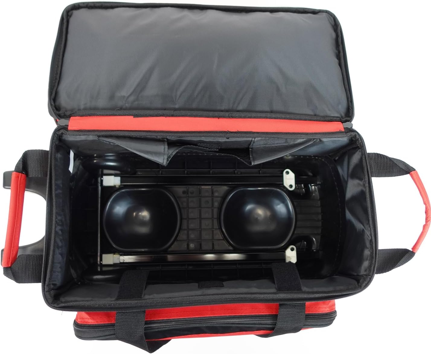 ELITE Deluxe 2 Ball Bowling Bag with 5' Smooth Wheels - Large Accessory Pocket, Shoe Compartment, 36' Extendable Handle