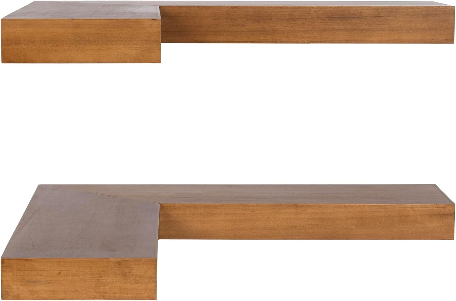 Kate and Laurel Havlock Modern Wood Two-Piece Floating Corner Shelf Set, 26 x 8 x 3, Rustic Brown, Wooden Corner Shelving with Unique Geometric Shape for Living Room Decor or Entryway Storage