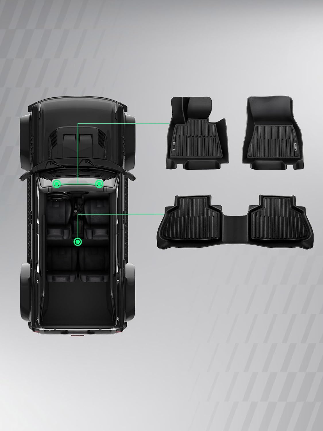 YHTAUTO Floor Mats Fit 2019-2026 BMW X5 G05 5-Passenger, TPE All Weather Car Mats Waterproof Anti-Slip Odorless Floor Liner, Interior Car Accessories Front & 2nd Row Liner