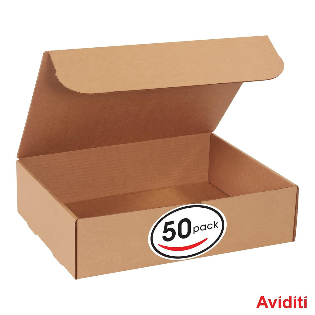 BOX USA Brown Kraft Literature Mailing Boxes, 15 1/8 x 11 1/8 x 4 Inches, Pack of 50, Crush-Proof, for Shipping, Mailing and Storing