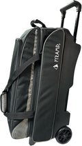 Pyramid Prime Triple Roller 3-Ball Bowling Bag with Extra Large Shoe Compartment (Fits Two Pairs of US Mens Size 15), Retractable Locking Handle (Extends to 41.5'), 1 Large Accessory Pocket, 5' Wheels