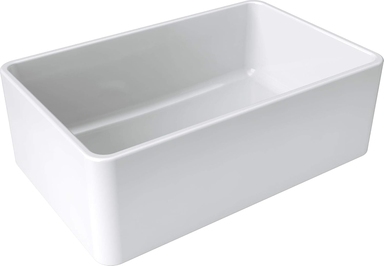 Fireclay Sink, Single Bowl Farmhouse Apron Kitchen Sink, White, (30')