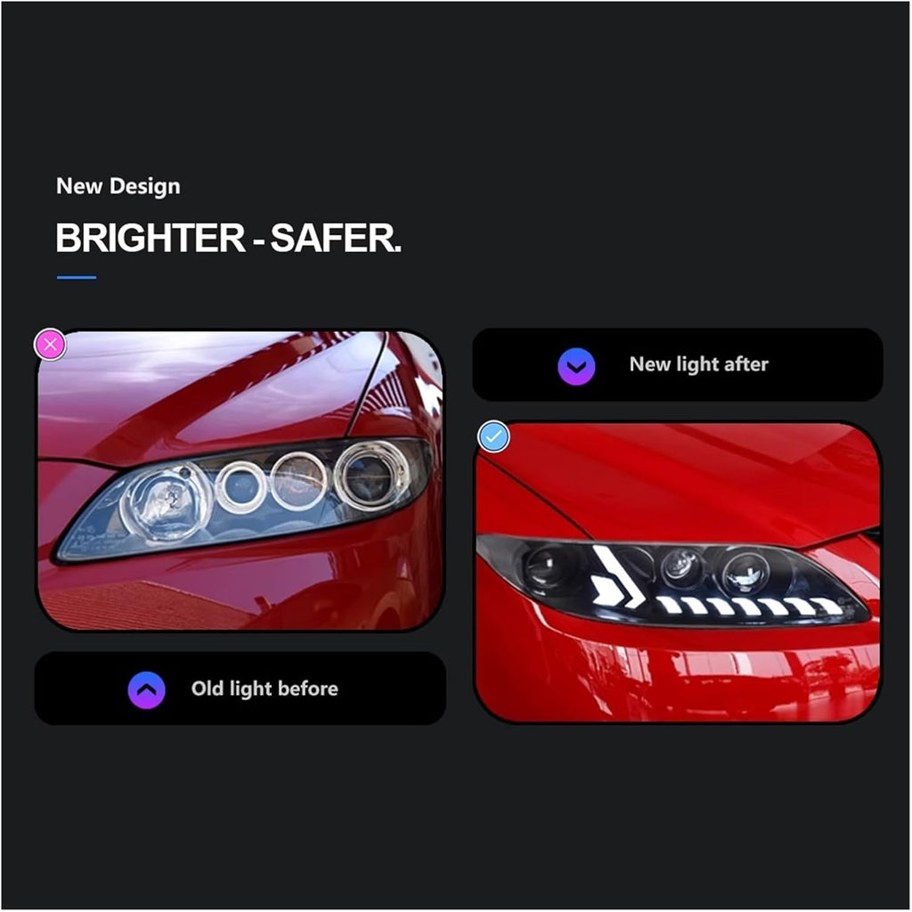 Car Model Head Light Parts Compatible With Mazda 6 Atenza 2003-2015 Modified LED Lamps Headlights DRL Dual Projector Facelift