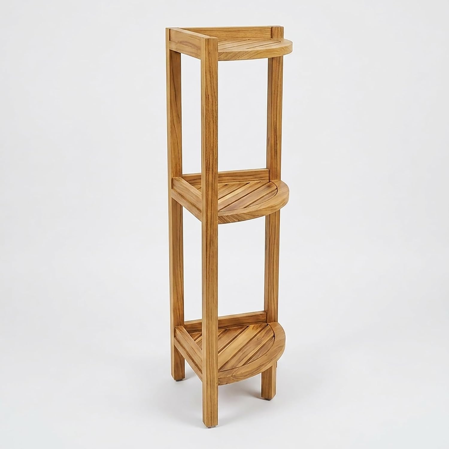 Asta Spa Teak 3-Tier Bathroom Free Standing Corner Shelf, Avila, Fully Assembled, TB-137