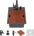 Lordear 13'x15' Bar Sink with Faucet - Drop In Bar Sink Workstation 16 Gauge 304 Stainless Steel Single Bowl Top Mount Wet Bar RV Prep Outdoor Kitchen Sink 13x15x9 Inch