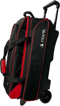 Pyramid Prime Triple Roller 3-Ball Bowling Bag with Extra Large Shoe Compartment (Fits Two Pairs of US Mens Size 15), Retractable Locking Handle (Extends to 41.5'), 1 Large Accessory Pocket, 5' Wheels