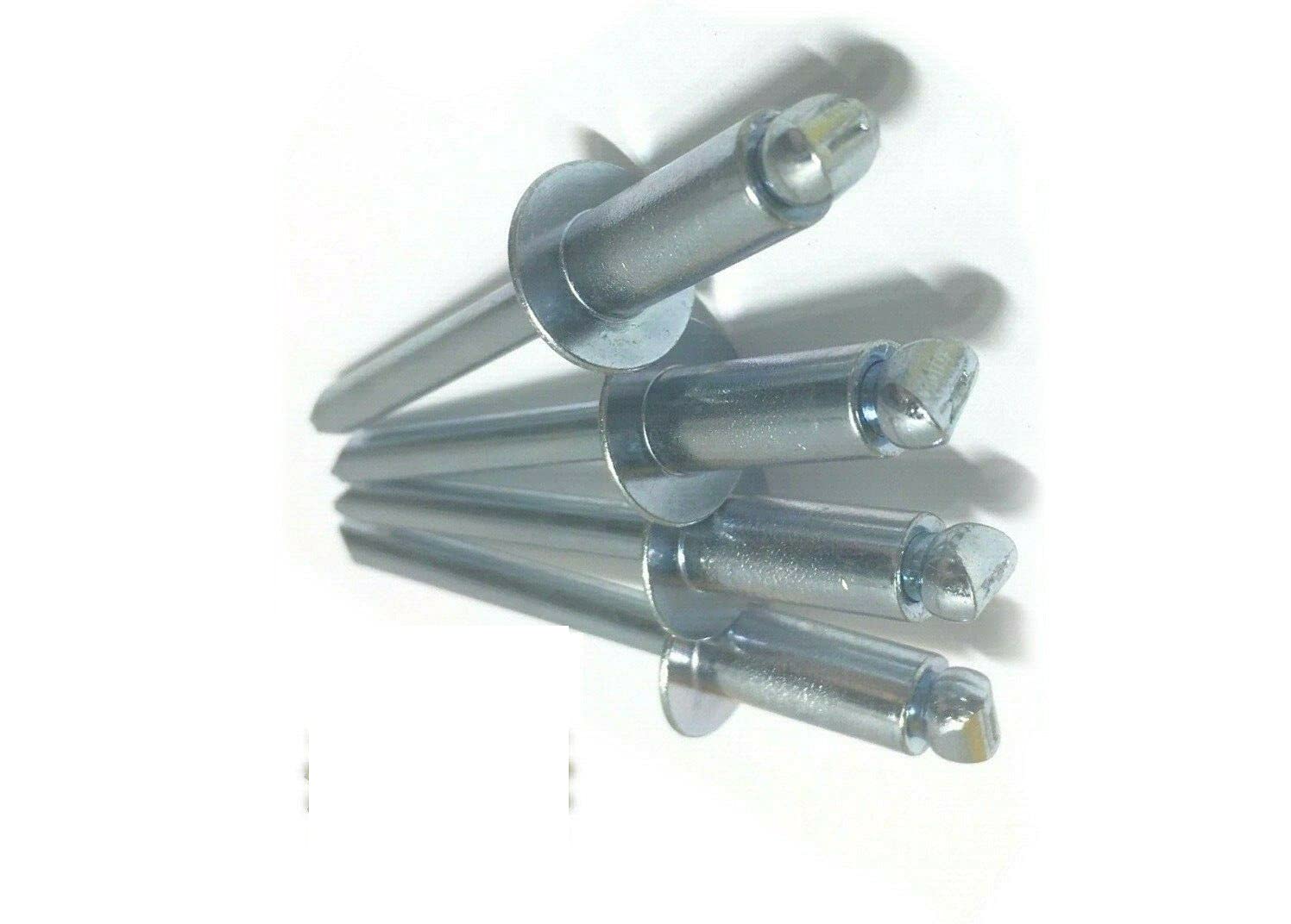 KolotovichTool Pack of 1000, POP Rivets All Steel 6-2 3/16' x 1/8' Grip Range Zinc Plated Fastener Kit Bolt Set RE-4711DD