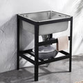 Movable Stainless Steel Kitchen Sink, Commercial 304 Stainless Steel Single Sink Bowl Restaurant Table Utility Sink Washing Hand Basin W/Faucet for Indoor Outdoor (Size : with Faucet) (Without f
