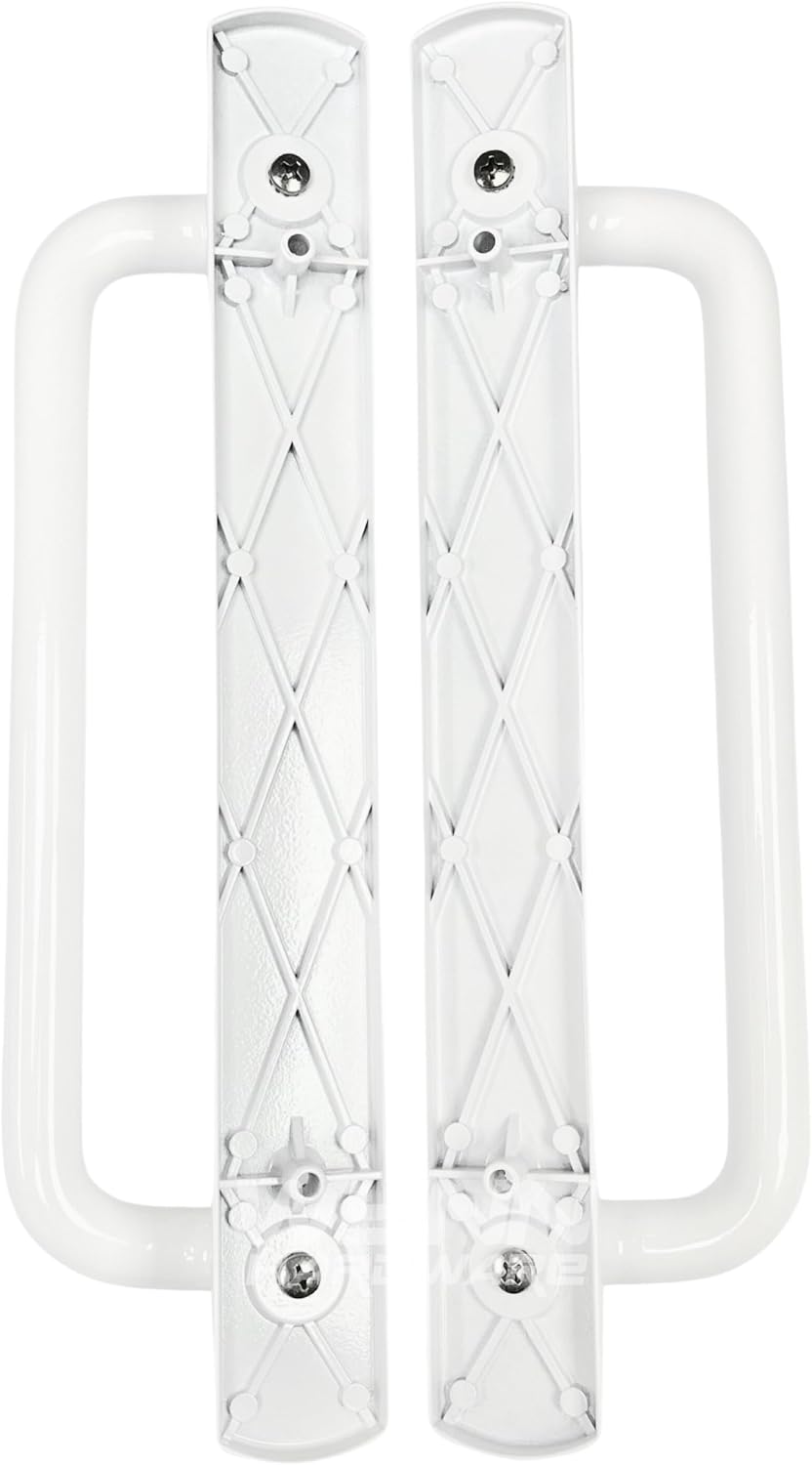 PGT 5400 Sliding Door Handle Set | White Handle Replacement for Patio Glass Door Repair 7-15/16 hole spacing 12.5' Faceplate Handle | Sliding Set Interior and Exterior (Screws NOT Included)