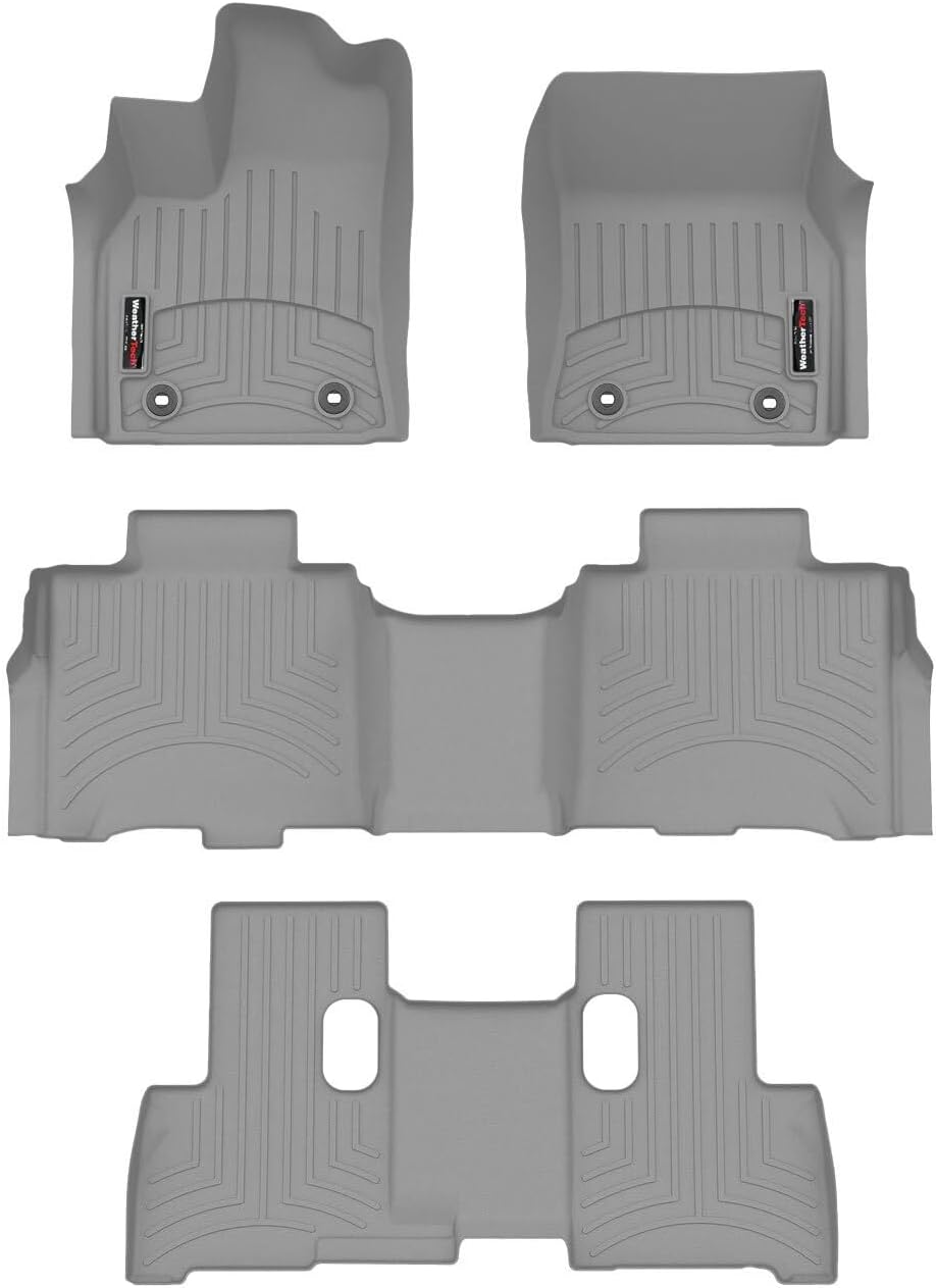 WeatherTech Custom Fit FloorLiners for Toyota Sequoia, Sequoia, Full Set (461784-1-2-3), Grey