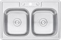 CozyBlock 33 inch Topmount Drop-In Stainless Steel 18 Gauge Double Bowl 50/50 Kitchen Sink w/ 3 Faucet Holes (Sink Only)