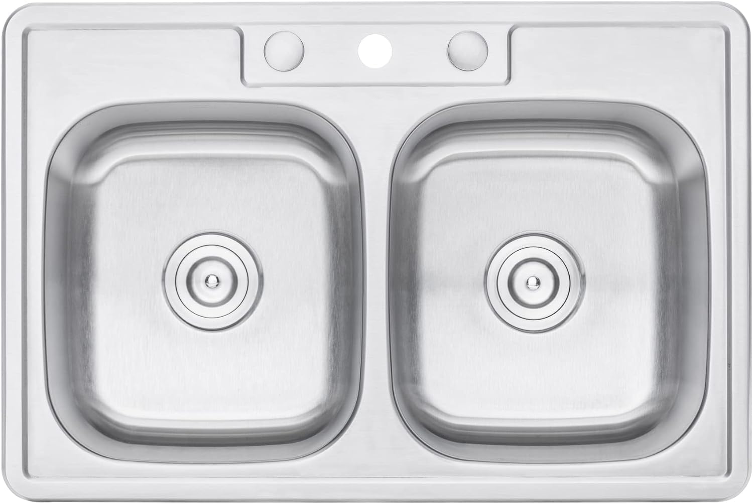 CozyBlock 33 inch Topmount Drop-In Stainless Steel 18 Gauge Double Bowl 50/50 Kitchen Sink w/ 3 Faucet Holes (Sink Only)