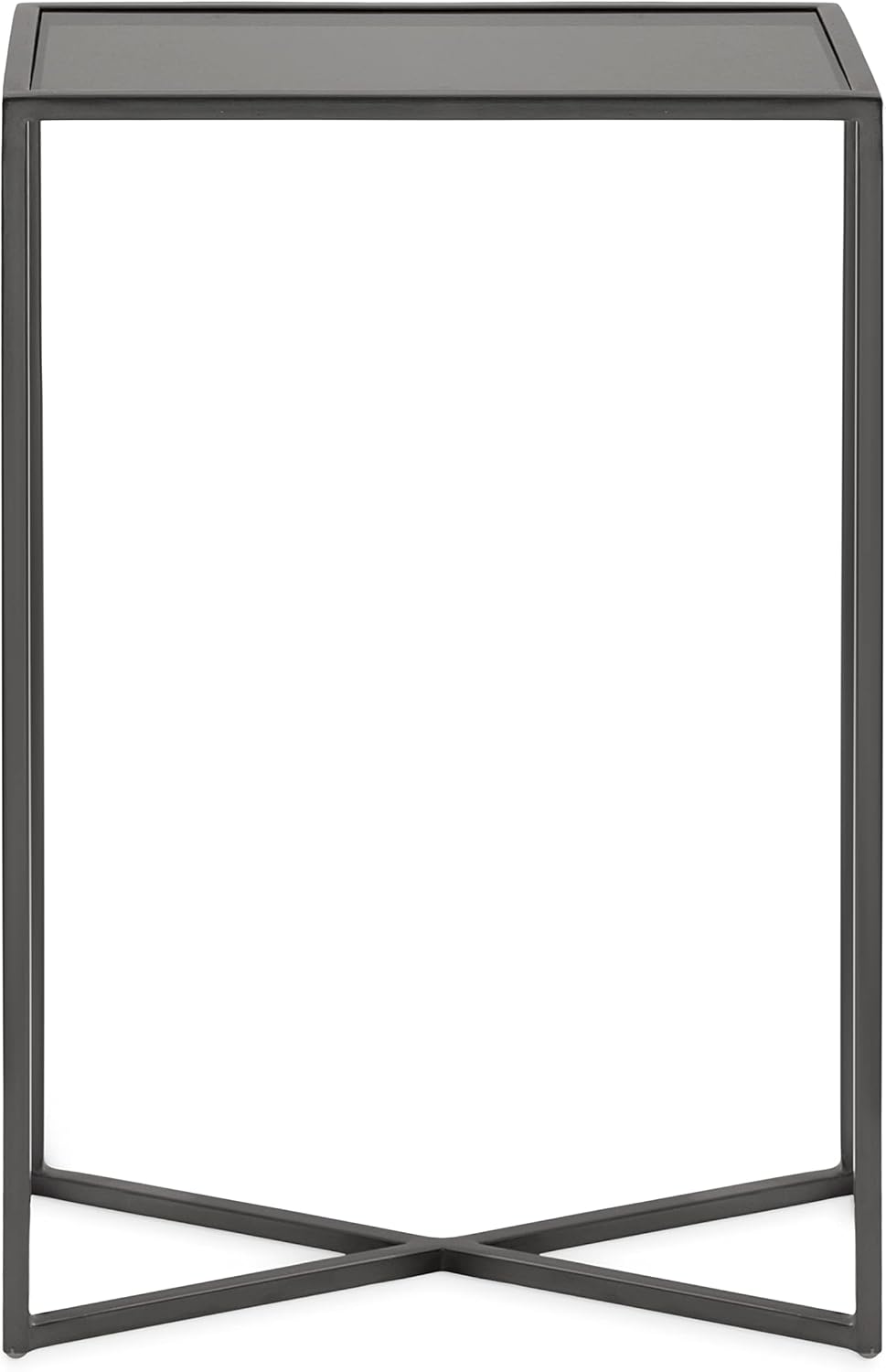 Kate and Laurel Jaspur Modern Narrow End Table, 16 x 8 x 24, Tinted Glass and Gray Metal, Decorative Contemporary Glass and Metal Side Table for Use as Bedroom Nightstand or Living Room Accent