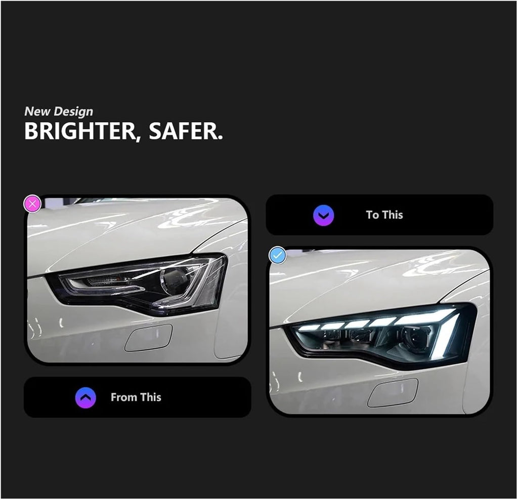 Car Lights Compatible With A5 2008-2016 S5 LED Auto Headlight Assembly Upgrade RS5 The Design Dynamic Signal Lamp LHD RHD Accessories(For Left Hand Drive)
