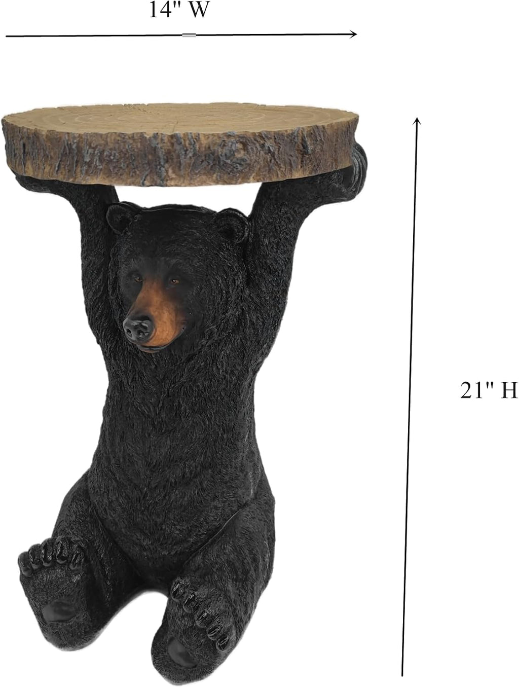 GENUINQ American Black Bear Side Table Pedestal End Table Stool Resin Bear Statue Hand Painted Sculpture Home Office Living Room Decor