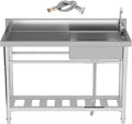 1 Compartment Sink Commercial, Stainless Steel Utility Sink for Restaurant Bar Kitchen, Extra Large Triple Bowl Commercial Sink for Food Prep and Cleaning (1 Compartment)