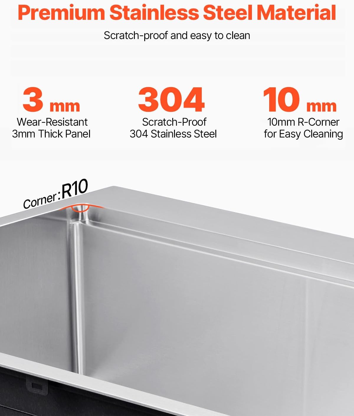 VEVOR Drop In Kitchen Sink 30 Inch Kitchen Sink Workstation, 304 Stainless Steel Top Mount Sinks, Drop-In Single Bowl with Ledge & Multiple Accessories Sink for RV, Prep Kitchen, Bar 30 x 22 x 9inch
