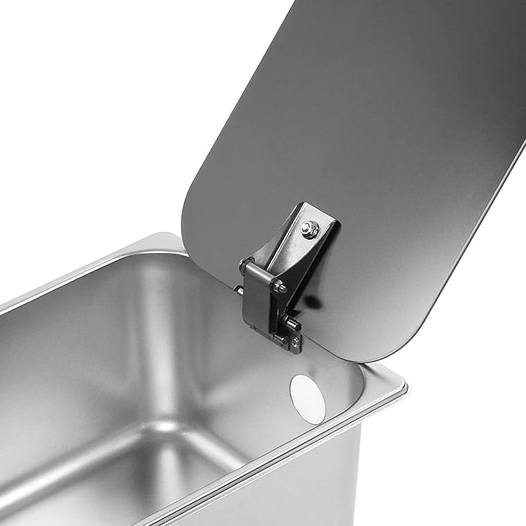 RV Kitchen Sink, Stainless Steel Single Bowl Hand Wash Basin with Tempered Glass Cover, Square Undermount Single Bowl Kitchen Sink for Camper Van Yacht