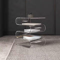 Modern Acrylic Side Table, Multi-Layer Book Shelf with Storage Space, Bedside Table Suitable for Bedroom, Living Room and Office(Clear)