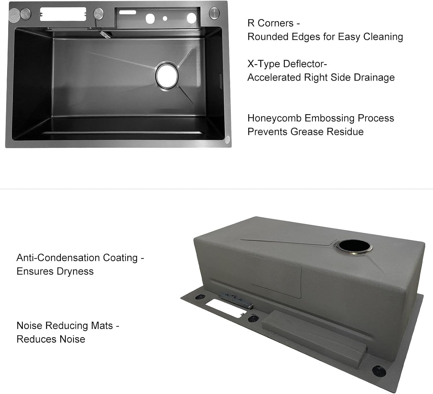 Kitchen Sink 304 Stainless Steel Undermount Sink Drop in Single Bowl Kitchen Sinks, With Pull Down Sprayhead Faucet, With Pressurized Cup Washer and Two Waterfalls (31.5 x 18.1 inch)