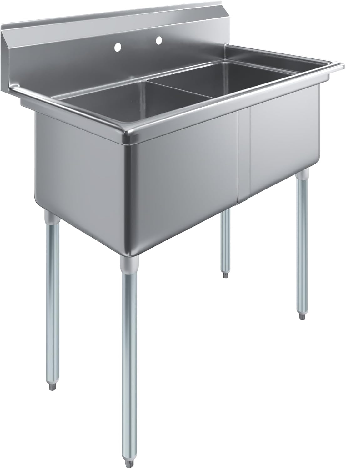 Stainless Steel Prep & Utility Sink | 304 Stainless Steel | Restaurant, Kitchen, Laundry, Garage | NSF (23 in. x 41 in. | Two Bowls)