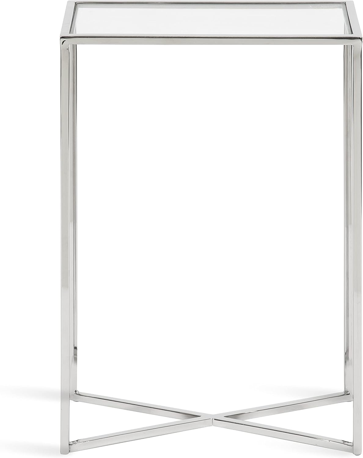 Kate and Laurel Jaspur Modern Slim End Table, 16 x 8 x 24, Silver, Decorative Glam Side Table for Use as Narrow Bedroom Nightstand or Living Room Accent