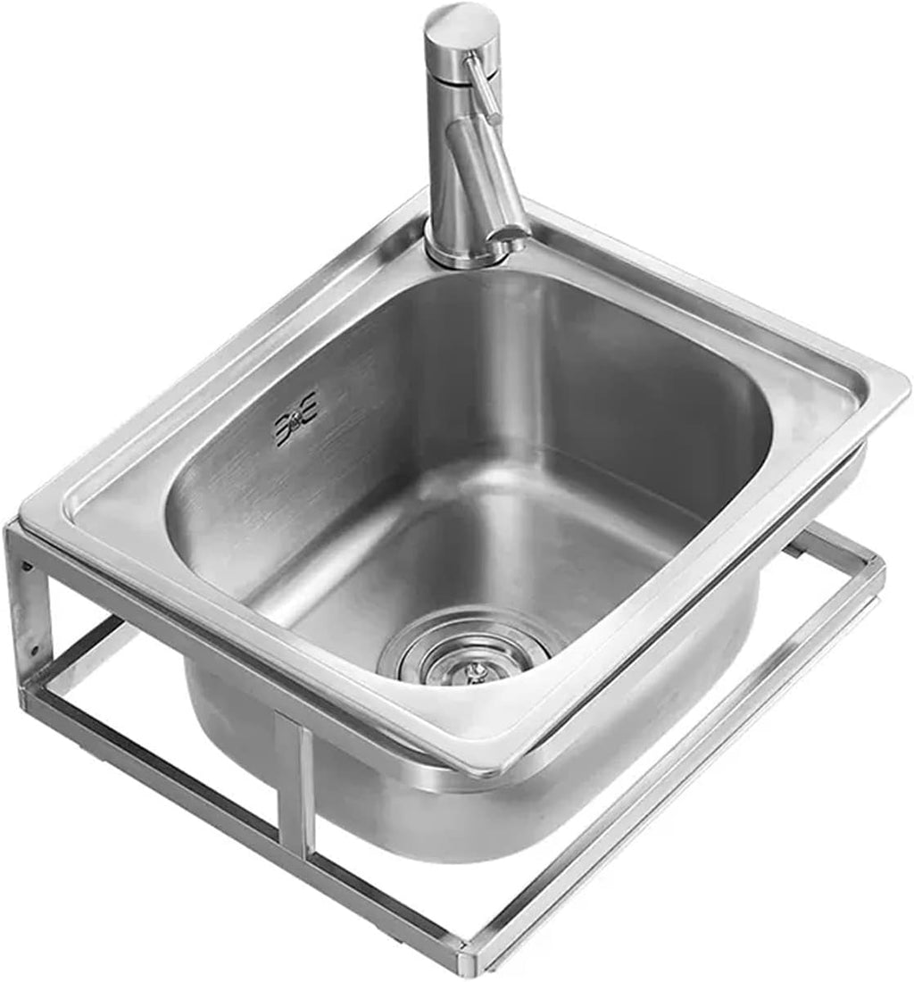 Stainless Steel Sink, Single Bowl Wall-Mounted Washbasin Small Sink for Kitchen Bathroom Lavatory (Color : F, Size : 41x35x19cm) (C 43x38x19cm)