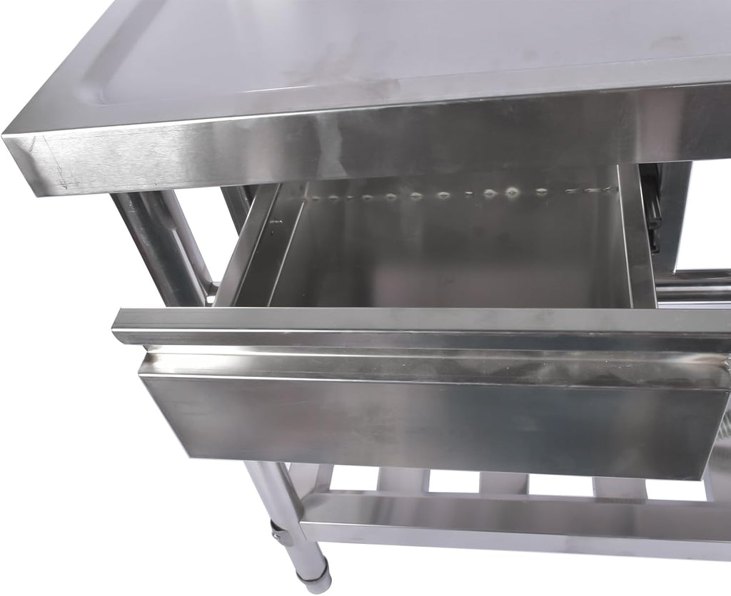 39.3 Inch Stainless Steel Free Standing Utility Sink - Single Bowl Commercial Kitchen Sink with Drawer, Pull-out Faucet, Hot & Cold Pipes for Laundry Room, Farmhouse, Garage, Outdoor & Indoor Use