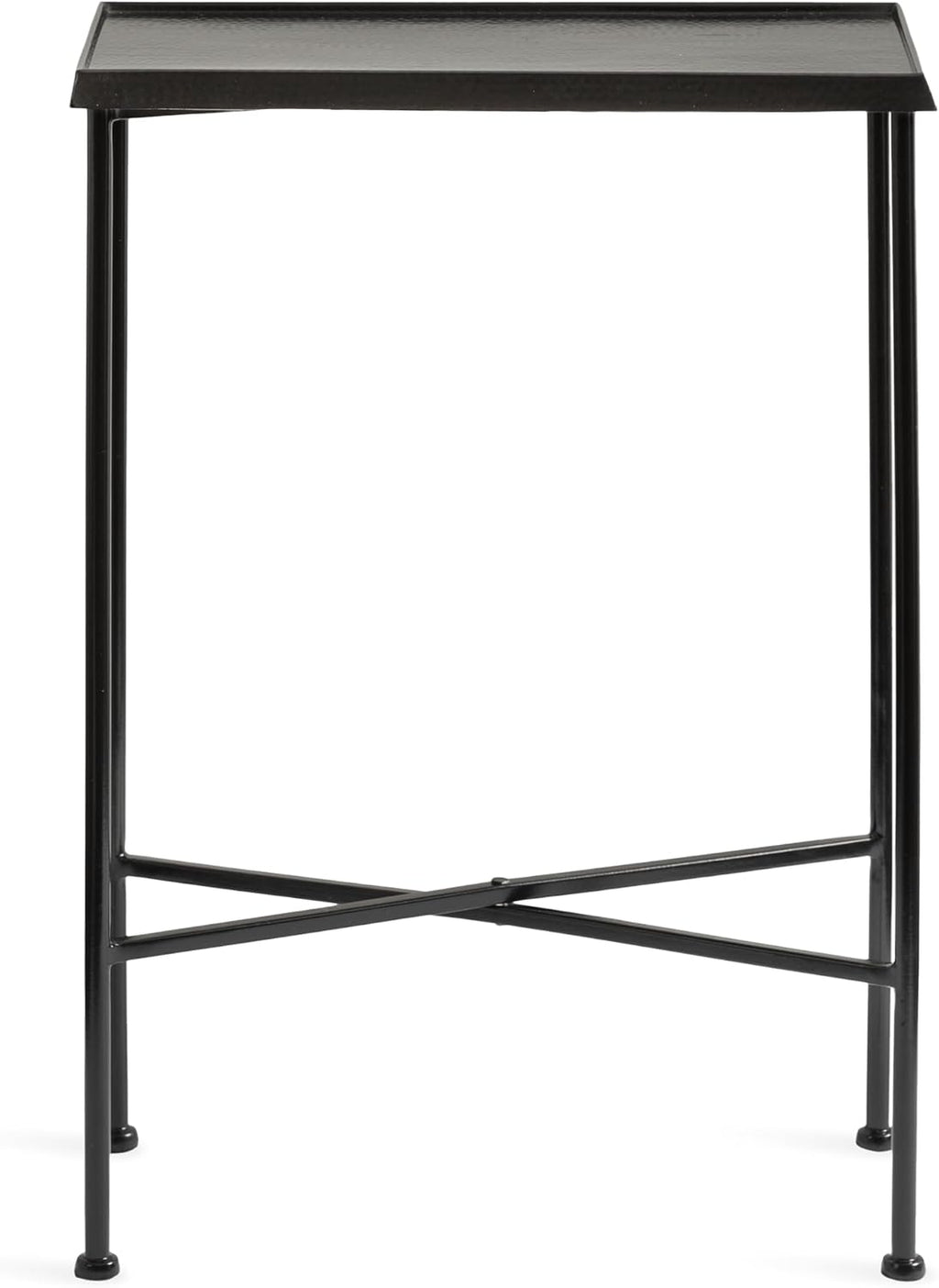 Kate and Laurel Sanzo Transitional Metal Skinny Side Table, 17 x 9 x 24, Black, Rectangular Slim Bedroom Nightstand with Hammered Tabletop for Use as Bedside Accent or Living Room End Table