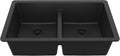 Karran 32' Black Quartz Composite Undermount Double Bowl Kitchen Sink with Low Divider – 50/50 Equal Bowl, 80% Natural Quartz, 535°F Heat Resistant, Sound Dampening, QU-810
