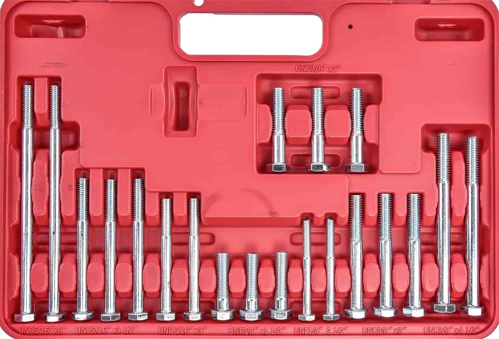 JEGS Universal Harmonic Damper Balancer Puller/Installer Tool Set | Includes 30 Bolts, 9 Adapters, 11 Washers, 1 Five Inch Puller Screw With Body, And 1 Puller Flange