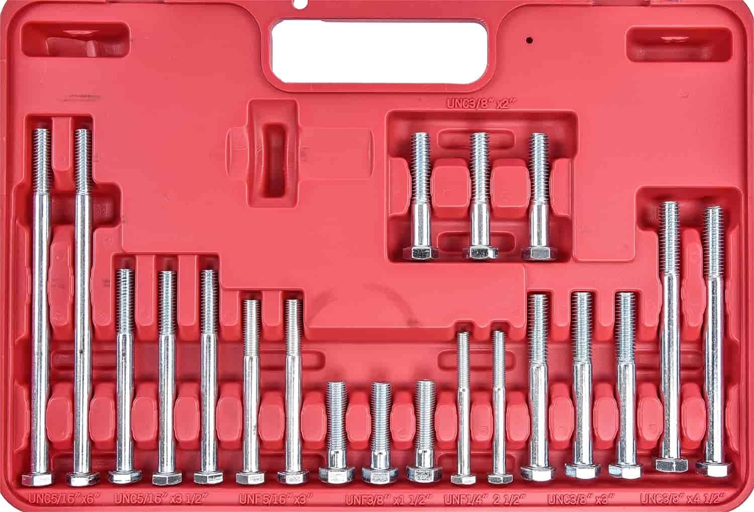JEGS Universal Harmonic Damper Balancer Puller/Installer Tool Set | Includes 30 Bolts, 9 Adapters, 11 Washers, 1 Five Inch Puller Screw With Body, And 1 Puller Flange