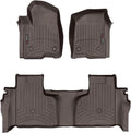 WeatherTech Custom Fit FloorLiners for GMC Sierra 1500, Sierra 2500HD / 3500HD, Silverado 2500HD/3500HD - 1st & 2nd Row (471436-1-9), Cocoa