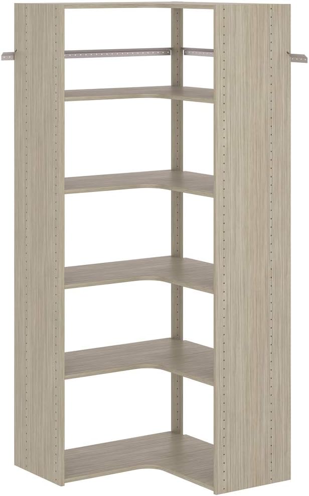 Easy Track Corner Shelves Closet Storage, 30'x30'-3 Pack, Weathered Grey