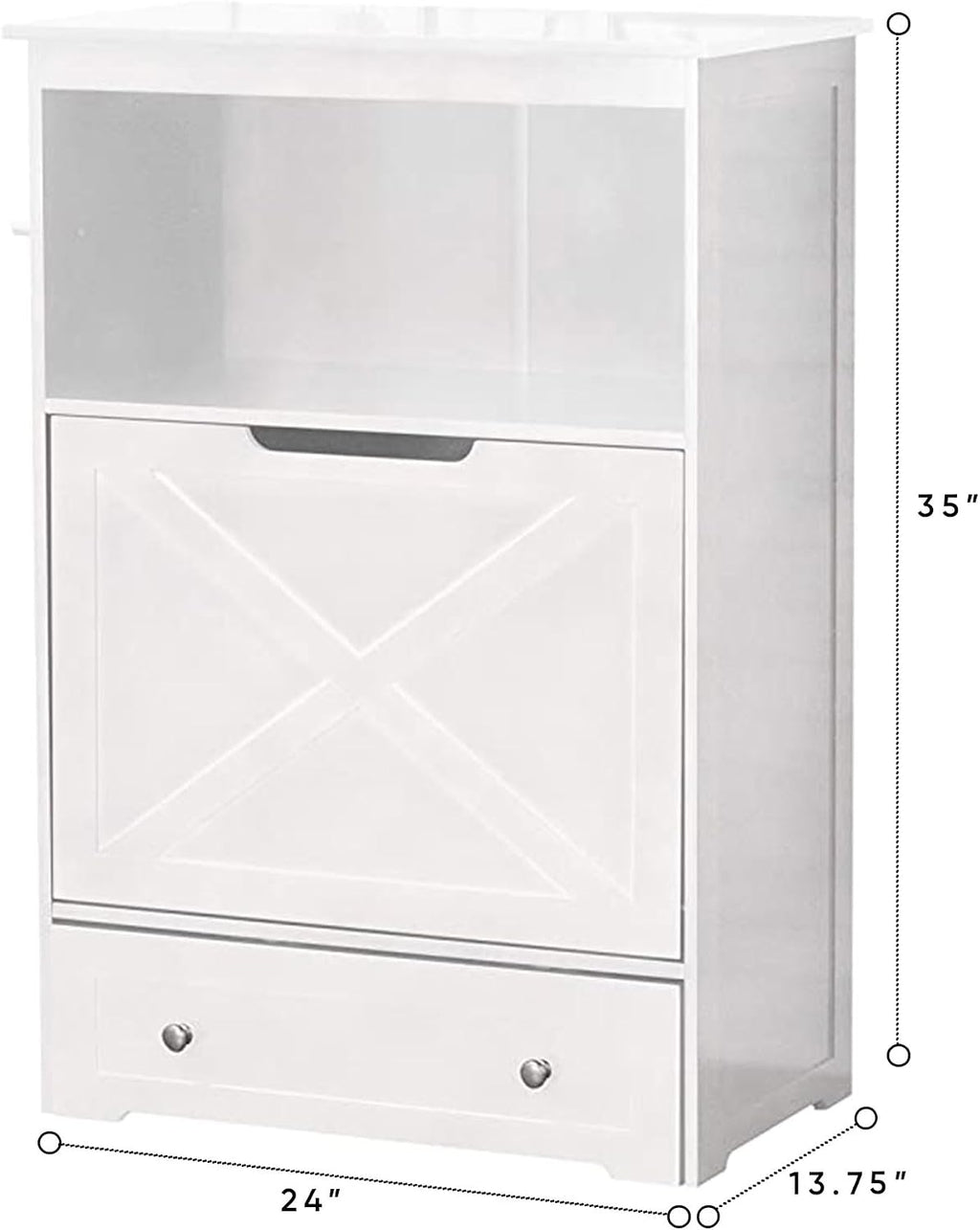 zoovilla Windsor Pet Feeders with storage - dog bowl stand, pet feeder station, White 13.78?D x 24.02?W x 35.04?H