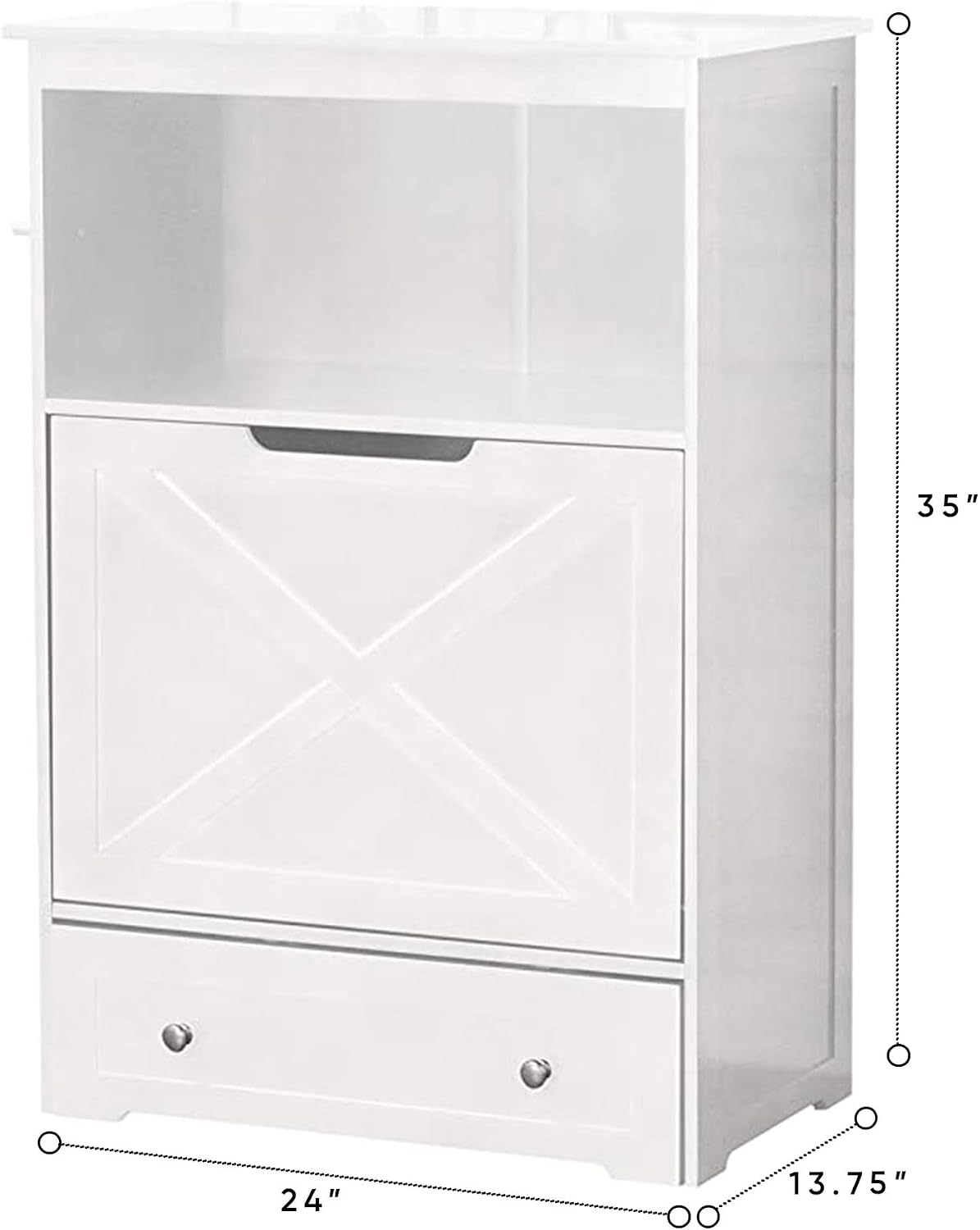 zoovilla Windsor Pet Feeders with storage - dog bowl stand, pet feeder station, White 13.78?D x 24.02?W x 35.04?H