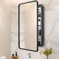 17 x 27 Bathroom Medicine Cabinet with Mirror Metal Frame Recessed Or Wall Mounted Single Door Storage Medicine Cabinets with Adjustable Shelves Rounded Corner Beveled Mirrors