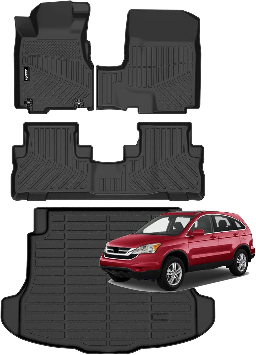 Jenofa-Car Floor Mats for Honda CRV 2007-2011 LX/SE/EX/EX-L All Weather Floor Liner Cargo Mat Set Waterproof Automotive Car Mat for CR-V Accessories Black