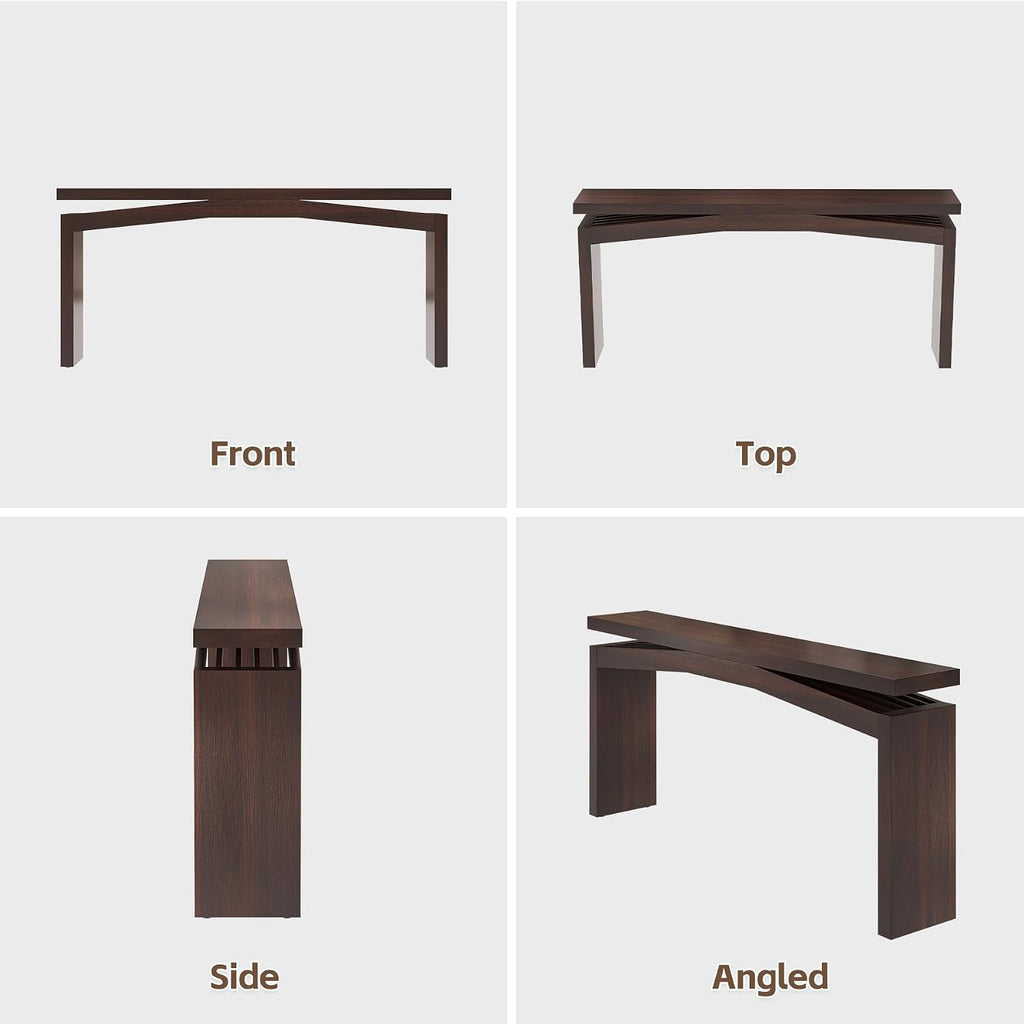 Epecoya Modern Dark Brown Console Table for Living Room, Vintage Wooden Entry Way Tables 63', Behind Couch Table Skinny for Entrance, Hallway, Home, Apartment, Dark Brown