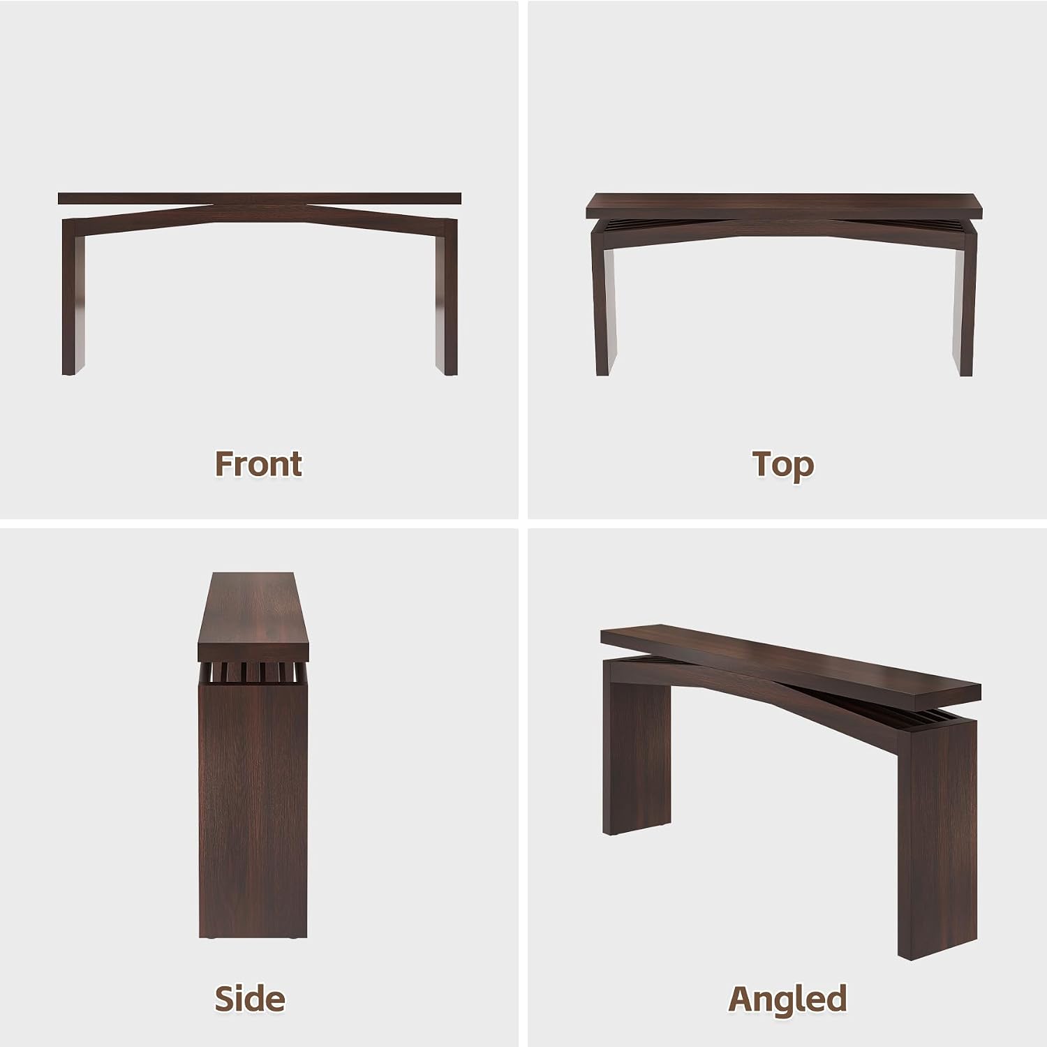 Epecoya Modern Dark Brown Console Table for Living Room, Vintage Wooden Entry Way Tables 63', Behind Couch Table Skinny for Entrance, Hallway, Home, Apartment, Dark Brown