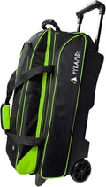 Pyramid Prime Triple Roller 3-Ball Bowling Bag with Extra Large Shoe Compartment (Fits Two Pairs of US Mens Size 15), Retractable Locking Handle (Extends to 41.5'), 1 Large Accessory Pocket, 5' Wheels