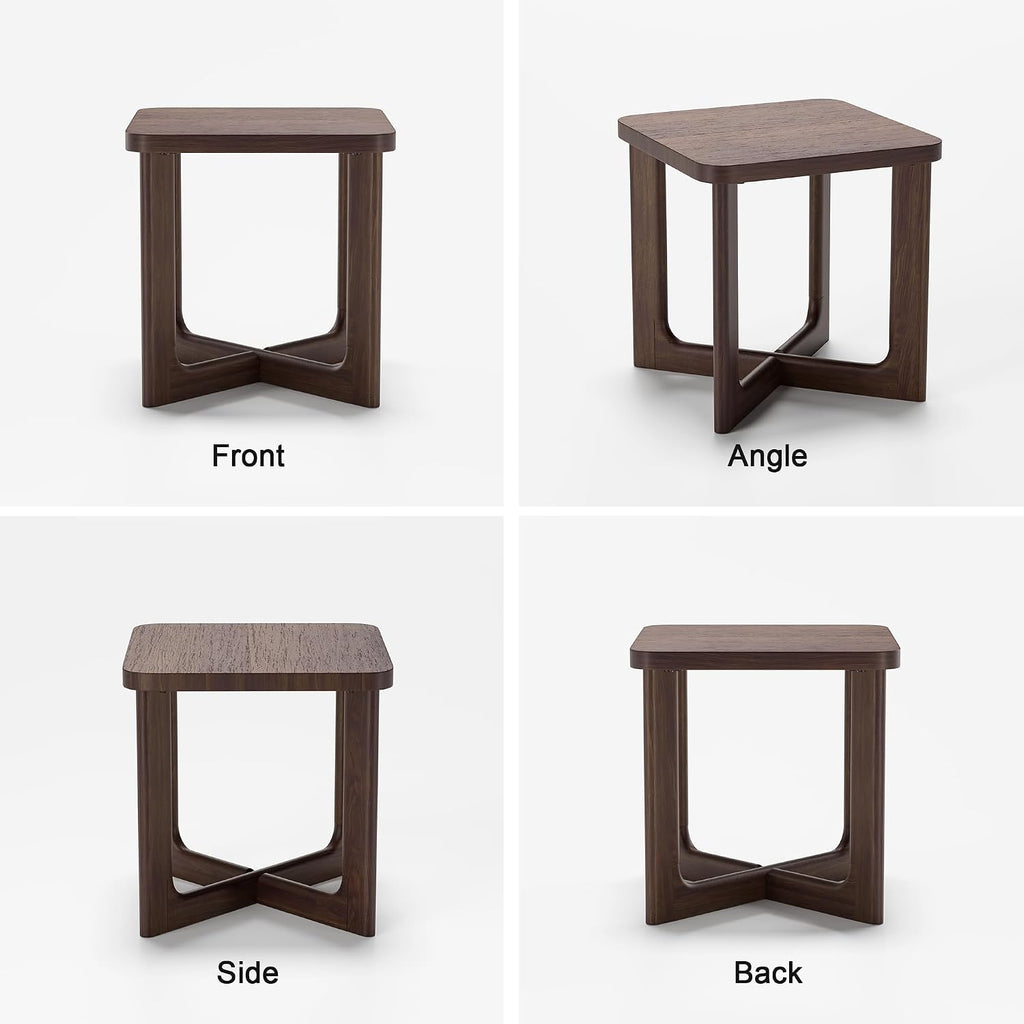 Casaphoria 24' End Side Table, Solid Wood Sofa Table with Cross Sturdy Legs, Slim Beside Table, Nightstand Telephone Table for Bedroom, Living Room, Restaurant, Small Spaces, Walnut