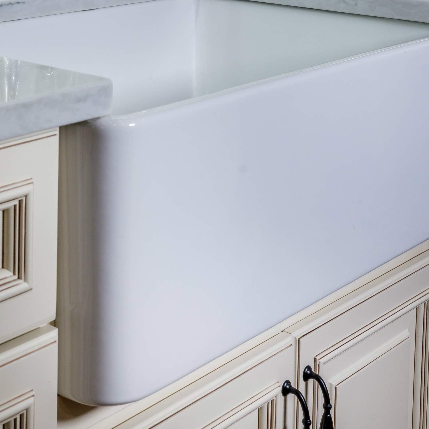 Fireclay Sink, Single Bowl Farmhouse Apron Kitchen Sink, White, (30')